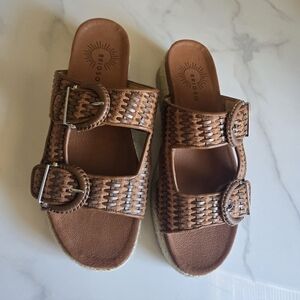 Sandals Briosso Brown fabrics Double Buckle Type Espadrille - Size 9.5M